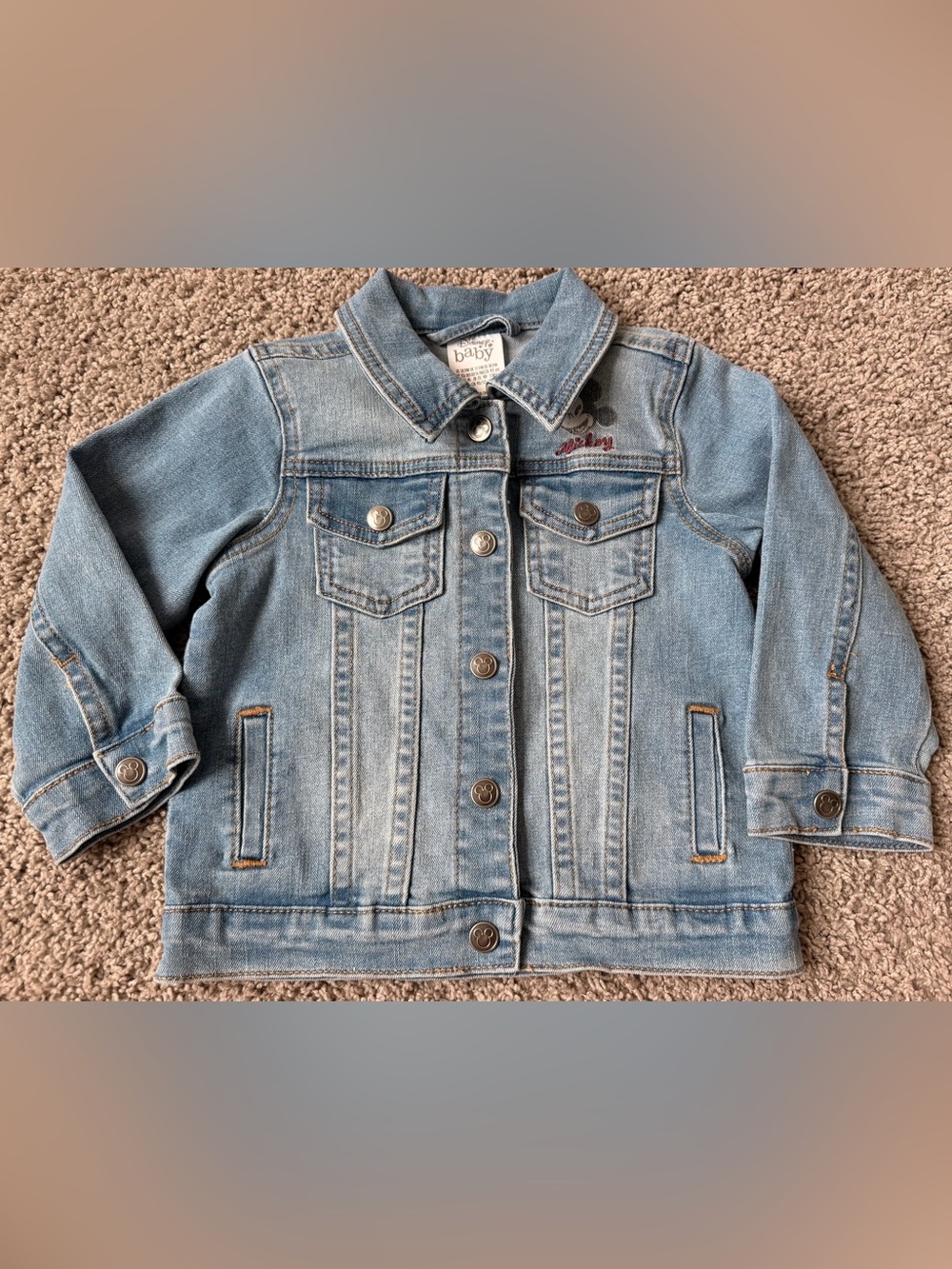 LAST CHANCE* Disney Baby Light Blue Denim Jacket with Mickey Mouse 18/24 months